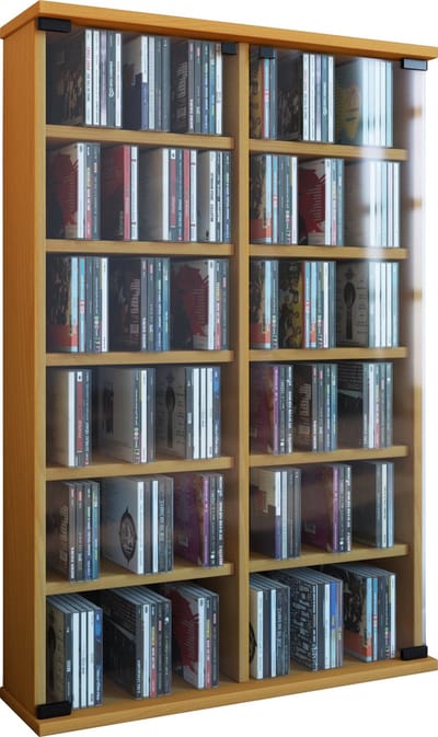 Houten CD DVD-standaard Plankkast Opbergstandaard Roma glazen deur