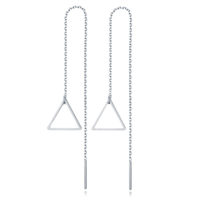 Zilverkleurige Triangle Oorbellen Dames Ketting van Edelstaal