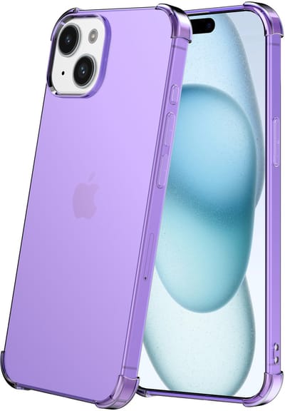 Smartphonica Telefoonhoesje geschikt voor iPhone 15 - Transparant Shockproof siliconen Hoesje met Stootrand – Paars geschikt voor iPhone 15