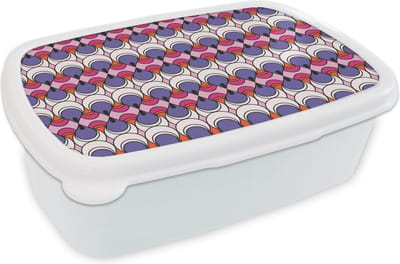Broodtrommel Wit - Lunchbox Retro - Druppel - Design - Brooddoos 18x12x6 cm - Brood lunch box - Broodtrommels voor kinderen en volwassenen
