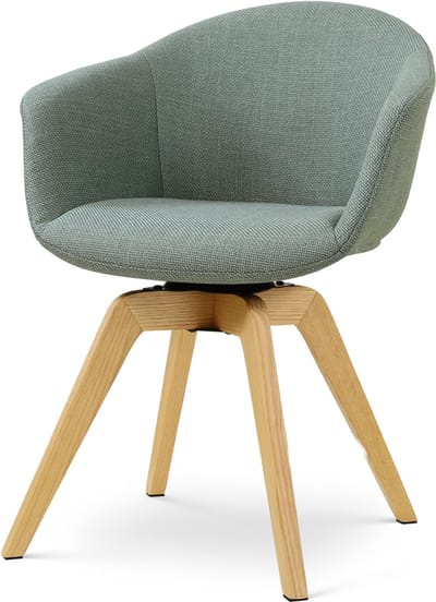Nolon Noor-Otis draaibare Eetkamerstoel saliegroen - houten onderstel - armstoel - elegant - scandinavisch