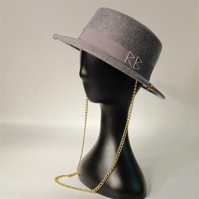 Chapeau Fedora Fibonacci Chapeau Rétro en Feutre de Laine Chapeaux Plats Nouveauté Chaîne Punk Européenne Femmes Casquette Hommes Mode de Rue Tendance Sauvage 56 -58cm