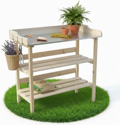 Planten Tafel - Tuin Werkbank - Buiten Klussen - Ergonomische Hoogte - 84 x 78 x 38 cm - Bruin