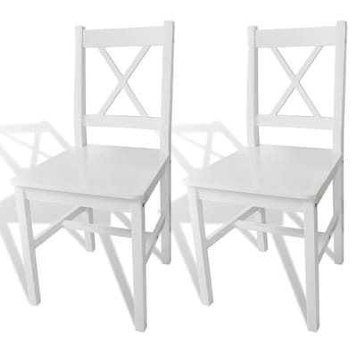 vidaXL - Eetkamerstoelen - 2 - st - grenenhout - wit
