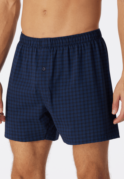 SCHIESSER Cotton Casuals boxer (1-pack) - heren boxershort jersey donkerblauw geruit