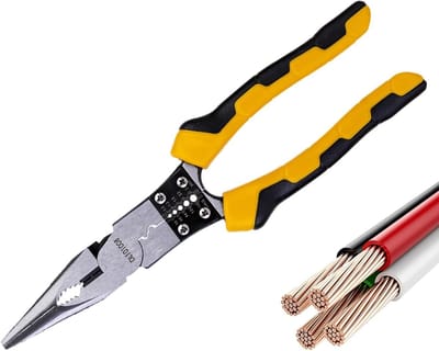 Elektricien tang - Krimpgereedschap multitool - Draad strippen - Precisie naald-neusontwerp - 22 cm - Grijs