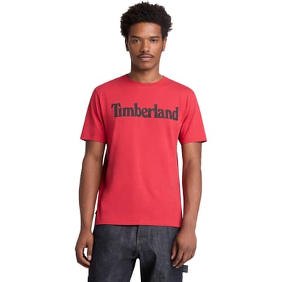 Timberland Wordmark Logo Short Sleeve Tee Medium Red Taglia: L | Magliette basic Outlet | Uomo | Rosso