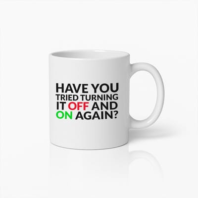Grappige IT Support Mok 330 ml – Heb je geprobeerd hem uit en weer aan te zetten – Cadeau Koffiebeker voor Techniek Fans