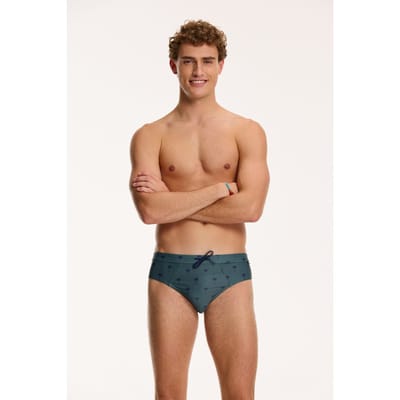 Shiwi Swimbrief Scratched  Palm Smokey Green Size: S | Swimming Trunks Outlet | Heren | Groen