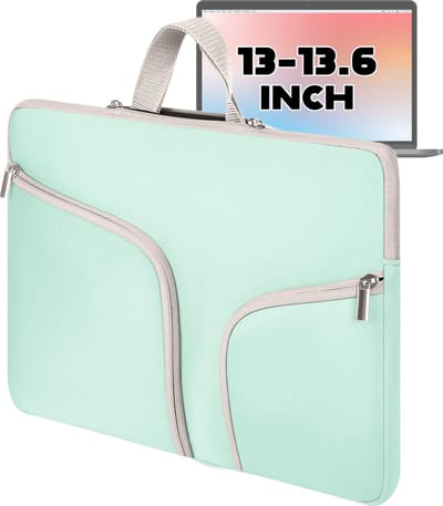 Laptophoes 13,6 inch - Mint Groen - Laptoptas Dames - Waterafstotend - Tas Voor Laptop 13 Inch - Hoes met Ritssluiting