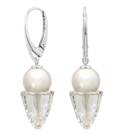 ARLIZI 2186 Oorbellen wit Swarovski parel kristal - sterling zilver - 5 cm