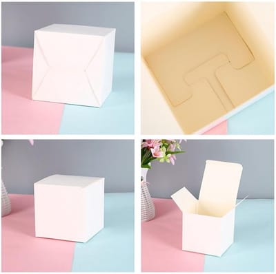 Set van 15 Kraft Papieren Cadeau Dozen met Deksel, Vierkant voor Verjaardag, Bruiloft en Feest (8 x 8 x 8 cm, Wit)