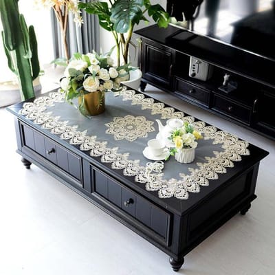 Tafelkleed Ovaal Eettafelhoes Rechthoek Europa Geborduurd Polyester Garen Kant Woonkamer Tafelmat Stofhoes 60X120cm Rectangle