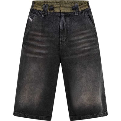 Diesel Heren-shorts van gewassen denim (Zwart)