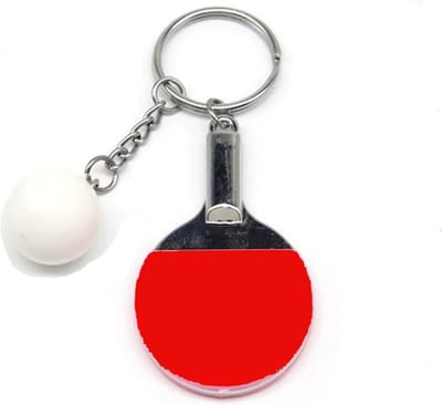 Tafeltennis Sleutelhanger - Sport Racket Bal - Sport Accessoire - Handgemaakt in Berlijn - 65mm - Rood