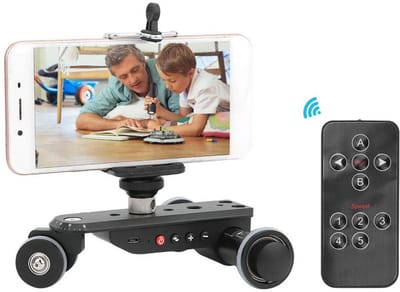 JHUBERS - Camera Video Auto Dolly - Gemotoriseerde Railschuif Dolly Car - 90 Graden Draaibaar - Geschikt voor DSLR-camera en Smartphones - Voor vid...