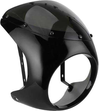 Universele 7 inch ABS Koplampbehuizing met Winddeflector en Zwarte Cover voor Motorfietsen - Bescherming en Stijl