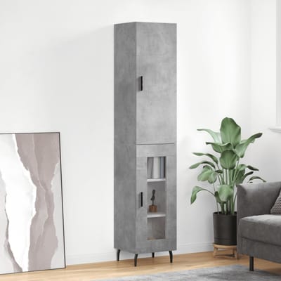vidaXL - Hoge - kast - 34,5x34x180 - cm - bewerkt - hout - betongrijs