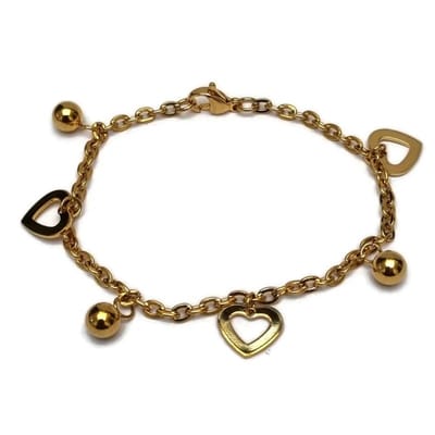 Aramat Jewels | Armbanden | Stalen Bedelarmband met Hartjes | | | |2mm | Staal | Volwassenen | Verkleurd niet