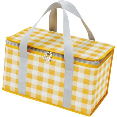 Sac Isotherme Grande Capacité Imperméable Multifonctionnel Durable Portable Sac à Déjeuner pour Pique-nique Bureau Jaune et beige