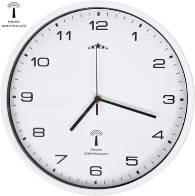 vidaXL Wall Clock Quartz Movement Radio Controlled White Clock Clock Station Clock