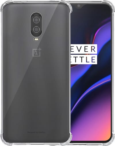 Telefoonhoesje Geschikt voor OnePlus 6T Transparant - Shockproof TPU Siliconen Case met Stootrand Doorzichtig - Smartphonica geschikt voor OnePlus 6T