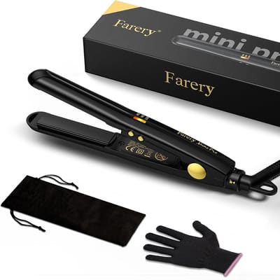 Thijox - Mini Glätteisen voor Korte Haren, Tourmalien-Keramiek Haarstijlbout, Reizigers Haarstijlbout met Etui, Automatische Uitschakeling, Tweespanni