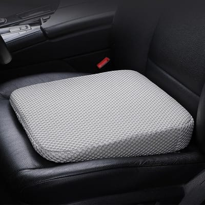 Grijs Wigvormig Zitkussen voor Autostoel Memory Schuim Verhoger voor Volwassenen Beter Zicht Comfortabel Kussen voor Billen en Rug 10 cm Dik