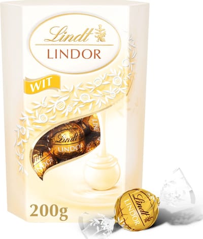Lindt LINDOR Witte chocolade bonbons 200 gram - 16 zacht smeltende witte chocolade bonbons - Kerstcadeau