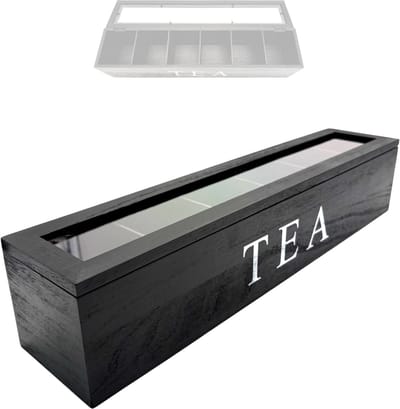 Purepeak Theedoos 6 Vaks - Theekist - Zwart - 43 x 9 cm