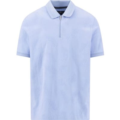 Fynch-Hatton Polo Jacquard Subtle Leaves Zip Collar New Breeze / male