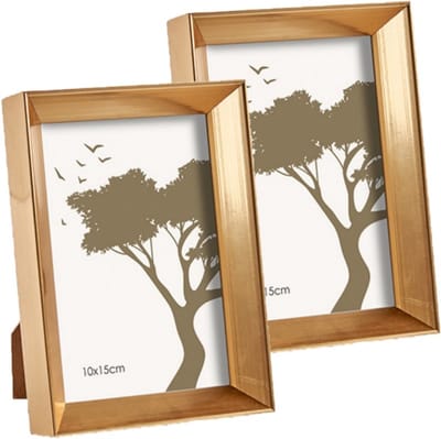 Arte r Fotolijstje - 2x stuks - goud - kunststof - voor foto van 10 x 15 cm - fotolijst