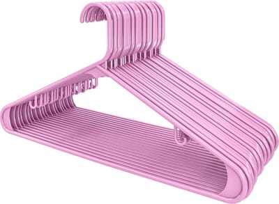 Famanu - Set van 30 kunststof kledinghangers met haken – Roze