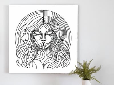 Line art vrouw schilderij | Vrouwenlijnen: Een kunstwerk dat de schoonheid van vrouwelijke vormen viert | Kunst - 60x60 centimeter op Canvas | Foto op Canvas