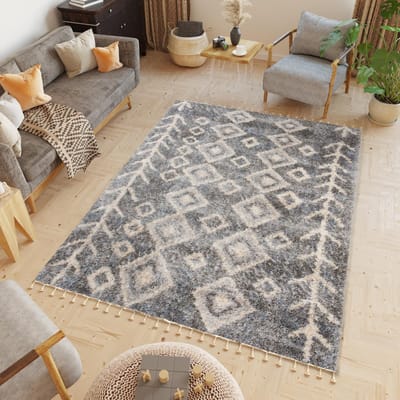 Tapiso Versay Fringes Vloerkleed Hoogpolig Tapijten Woonkamer Maat- 80x200