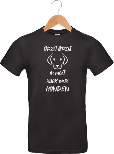 mijncadeautje - T-shirt unisex - zwart - opzij opzij ik moet naar mijn - Honden - maat S