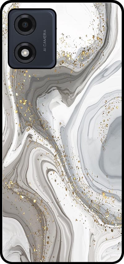 Smartphonica Telefoonhoesje Geschikt voor Motorola Moto E13 met marmer opdruk - TPU backcover case marble design - Zilver geschikt voor Motorola Moto E13