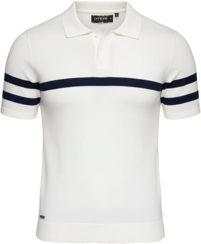 OMBRE Polo - Viscose - Korte Mouw Wit / Marineblauw L