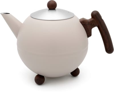 Bredemeijer - Theepot dubbelwandig - Duet® Bella Ronde – 1,2 liter - RVS - Zand
