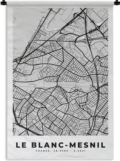 Wandkleed - Wanddoek - Kaart - Stadskaart - Frankrijk - Le Blanc-Mesnil - Plattegrond - 120x180 cm - Wandtapijt
