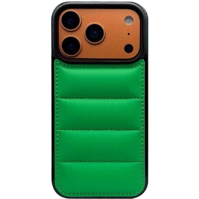 Luxe Donzen Puffer Telefoonhoesje voor iPhone 17 Air 15 16 14 Plus 13 12 11 17 Pro Max Zachte Stof Siliconen Candy Cover Funda iPhone 15 Pro groen