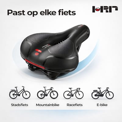 Benson Fietszadel - comfortabel met ventilatie gat - universeel zadel met gelvulling - zwart