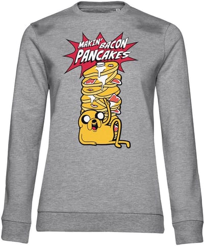Adventure Time Makin' Bac-on -pannenkoeken Girly dames-sweatshirt grijs gemêleerd