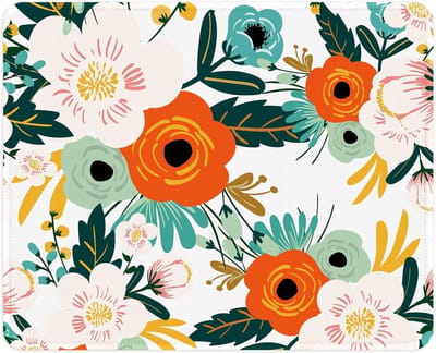 Grote Gaming Muismat met Gestikte Randen, Premium Textuur, Antislip Rubberbasis voor Laptop en PC, 260x210mm, Bloemen Design