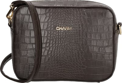 Charm London Midwood Crossbody Schoudertas Krokodillen Leatherlook - Donkerbruin