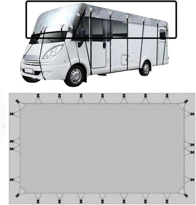 Aanhangwagenhoes - Camperhoes Caravanhoes - Voertuig Beschermen - 210D Oxford Stof - 7.5 x 3 m - Grijs