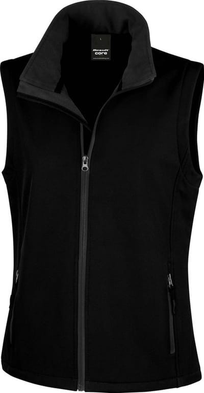 Softshell casual bodywarmer zwart voor dames - Outdoorkleding wandelen/zeilen - Mouwloze vesten S