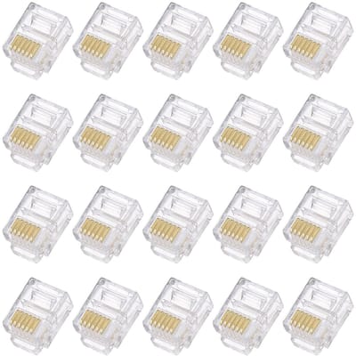 Dailygoods - RJ11/RJ12 Plug - Telefoonconnector - Goudgeplateerde pennen - Transparant - 6P6C - Geschikt voor telefoon- en faxgebruik