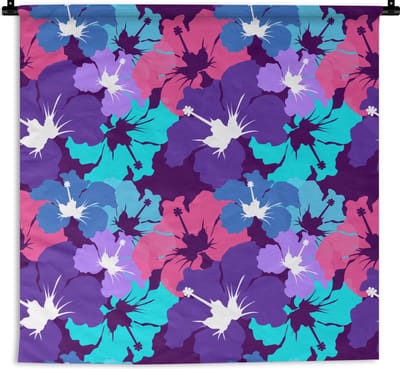 Wandkleed - Wanddoek - Tropisch - Bloemen - Hawaii - Patroon - 180x180 cm - Wandtapijt