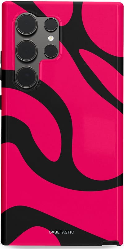 Casetastic hoesje geschikt voor Samsung Galaxy S24 Ultra - Dubbellaagse bescherming - Zwart Roze Mamba Golven - Fashion Case - Roze Zwart